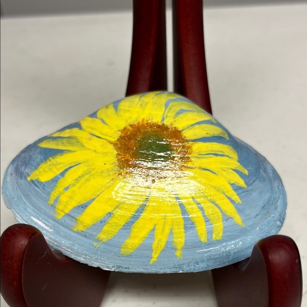 Hand-Painted Sunflower Shell Art